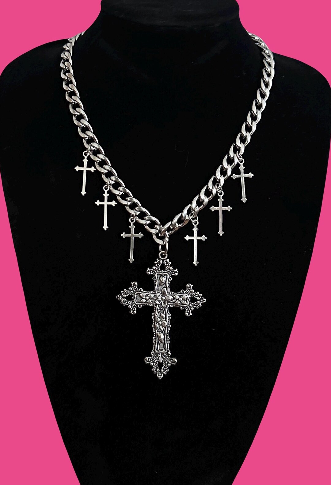Gothic Punk Double-layer Cross Sweet Cool Necklace
