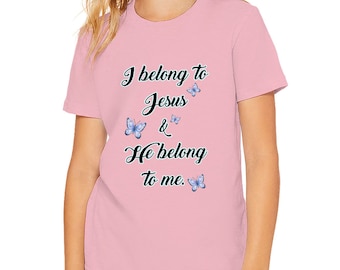 I belong to Jesus and He Belong to Me T-Shirt, Boho Christian Cotton Tee, Cute Butterfly Design Outfit