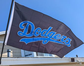 Neue Dodgers Flagge 3 x 5 Ft Los Angeles Banner 3 x 5 Flagge schwarz mit blauer Schrift