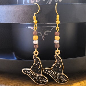 Wizard In Training Beaded Wizard Hat Earrings