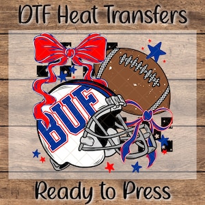 DTF Heat Transfer Buf Football Helmet and Bow
