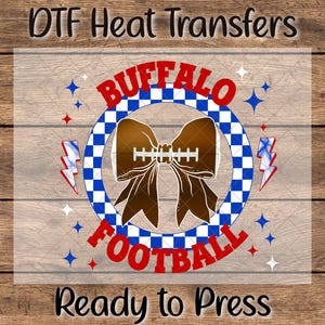 DTF Heat Transfer Buffalo Football Bow