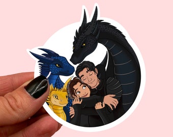 Fourth Wing Dragon Family sticker | Iron Flame | Fantasy book lover | Gift for bookworm | Romantasy book sticker | Journal sticker
