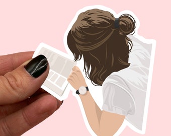 Girl reading Sticker | Book lover sticker | Gift for book lovers | Book journal stickers | uk