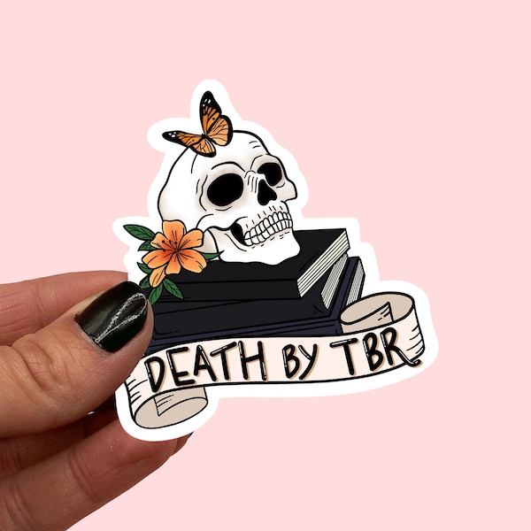 Death by TBR sticker | Kindle sticker | Book lover sticker | Book nerd sticker | Cute book sticker | Bujo sticker