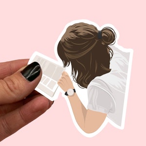 Girl reading Sticker | Book lover sticker | Gift for book lovers | Book journal stickers | uk