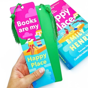 Books are my Happy Place bookmark | Book lover bookmark | Emily Henry inspired bookmark | Bookworm | Illustrated bookmark