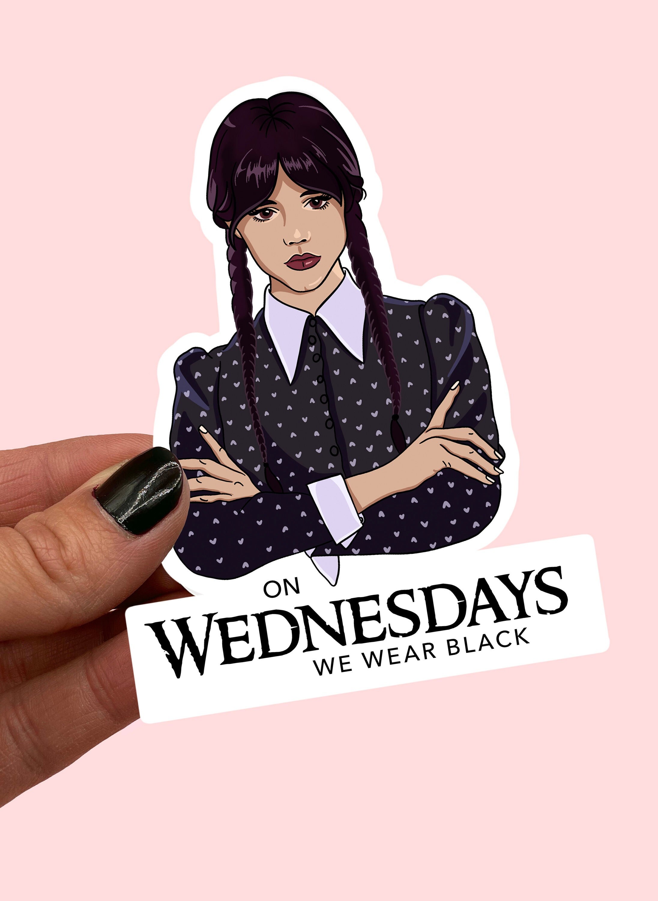 On Wednesdays We Wear Black Sticker Wednesday Sticker - Etsy UK