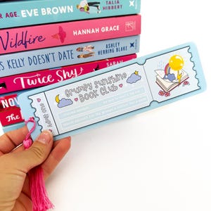 Segnalibro del club del libro Grumpy Sunshine / Biglietto del club del libro / Amante del romanticismo / Regalo per amanti dei libri / Regalo per amanti dei libri