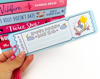 Marcapáginas del club de lectura Grumpy Sunshine / Entrada para el club de lectura / Amante del romance / Regalo para amantes de los libros / Regalo para amantes de los libros