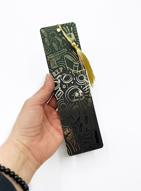 Thriller book lover gold foiled bookmark  | True Crime Lover | Mystery lover | book lover | Bookworm | Illustrated bookmark