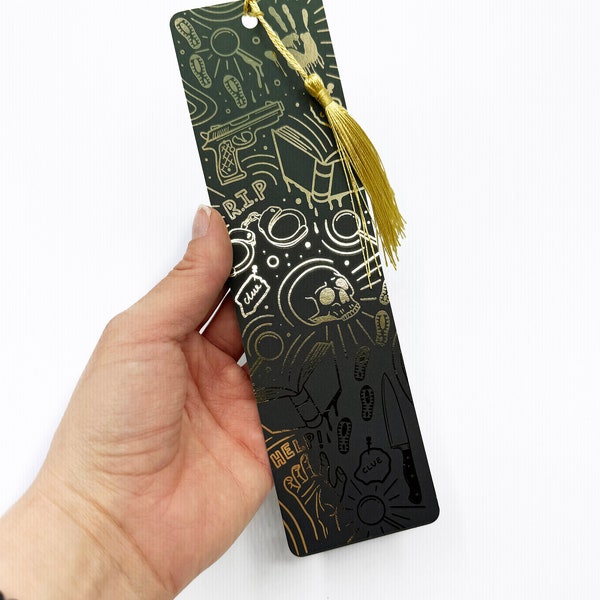 Thriller book lover gold foiled bookmark  | True Crime Lover | Mystery lover | book lover | Bookworm | Illustrated bookmark