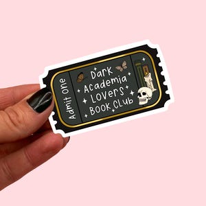 Sticker pour billets pour le club de lecture Dark Academia | Sticker club de lecture | Sticker amoureux des livres | Sticker nerd livre | Autocollant drôle de livre |