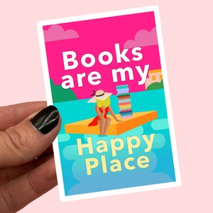 Les livres sont mon endroit heureux Sticker | Sticker livre Happy place | Sticker amateur de livres | Autocollant Emily Henry | Sticker | Journalisation | Bujo |