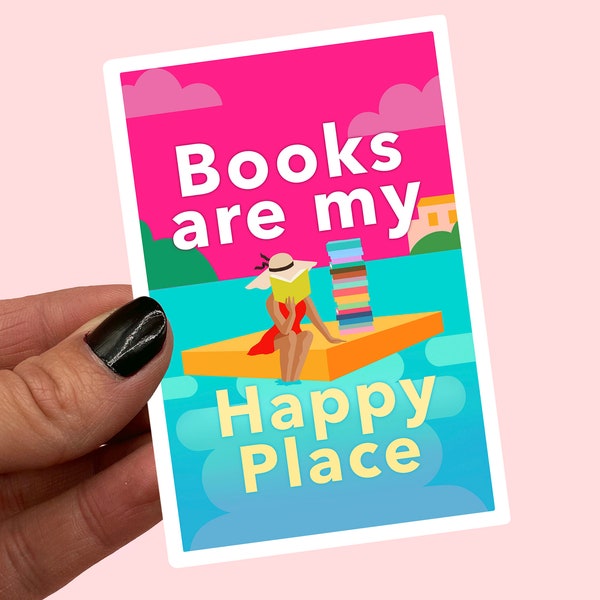 Books are my Happy Place Sticker | Happy place book sticker | Booklover sticker | Emily Henry sticker | Decal | Journaling | Bujo |