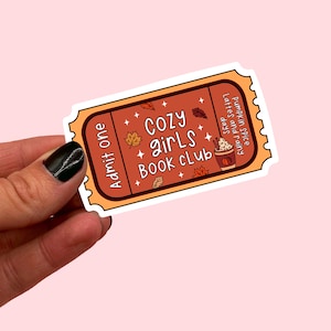 Gemütlicher Girls Book Club Ticket Aufkleber | Buchclub Aufkleber | Buchliebhaber Aufkleber | Buch Nerd Aufkleber | Buchsticker | Herbst