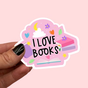 Sticker J'aime les livres | Sticker Kindle | Sticker amoureux des livres | Sticker nerd livre | Sticker livre mignon | Sticker Bujo