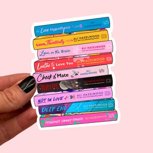 Ali hazelwood stack sticker | Love on the brain sticker | Love theoretically sticker | love hypothesis | Book stack sticker