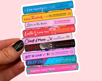 Ali hazelwood stack sticker | Love on the brain sticker | Love theoretically sticker | love hypothesis | Book stack sticker