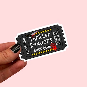 Thriller-Leser Book Club Ticket Aufkleber | Buchclub Aufkleber | Buchliebhaber Aufkleber | Buch Nerd Aufkleber | Krimi Aufkleber | Krimi Bücher