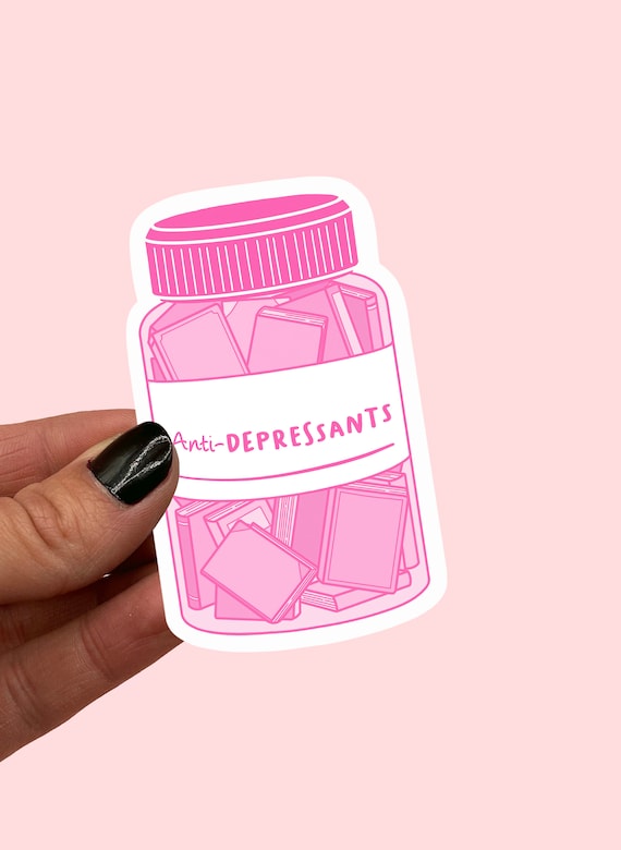 Book Anti-depressants sticker | Kindle sticker | Book lover sticker | Book nerd sticker | Cute book sticker | Bujo sticker
