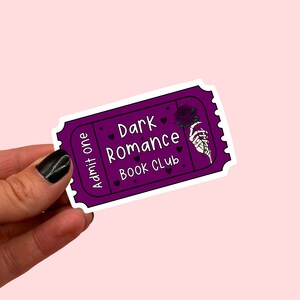 Autocollant pour billet de club de lecture Dark Romance | Sticker club de lecture | Sticker amoureux des livres | Sticker billet Réserver | Sticker romantique
