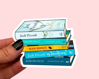 Adesivo pila di libri di Jodi Picoult / Adesivo pila di libri / Amante dei libri / Topo di biblioteca / Regalo per appassionati di libri