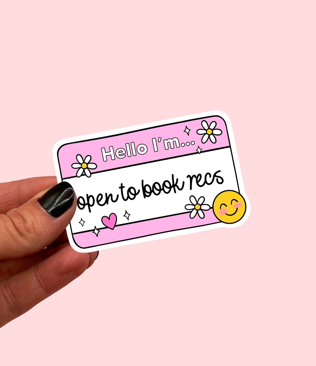 Hello I Am Open to Book Recs Sticker | Book Lover Sticker | Book Nerd ...