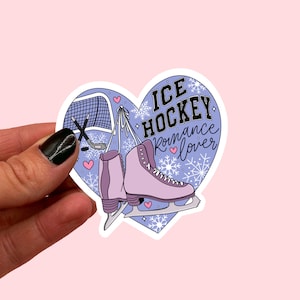Pegatina de amante del romance del hockey sobre hielo
