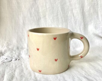 Mug céramique - mug coeurs - Mug - mug grès - mug printemps - mug céramique fait main- mug fait main - tasse - tasse céramique - tasse à thé