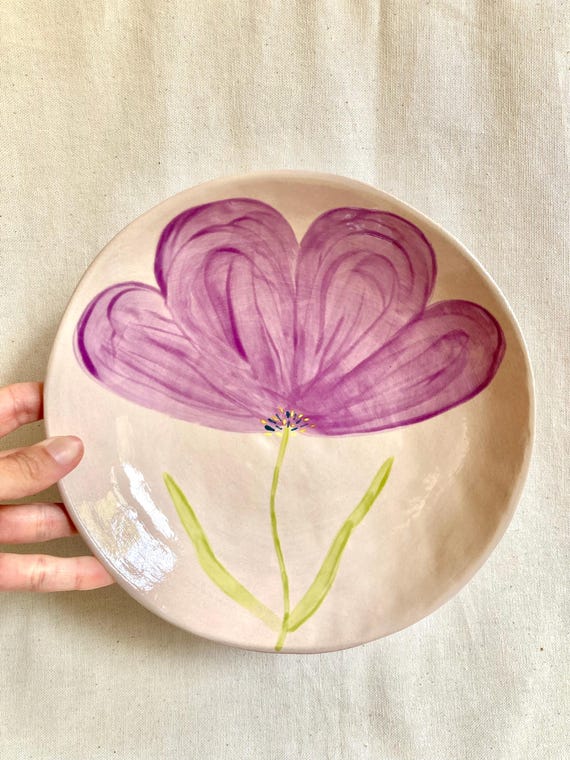大きな紫色の花柄の陶器製スープ皿 - Etsy 日本