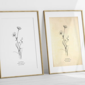 Floral sketch/ Botanical sketch/ Wild Flower drawing/Spring Printable Decor/ Botanical  Download/ Botanical Wall Art/Vintage farmhouse Decor