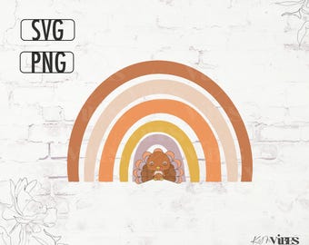 Boho Thanksgiving Turkey Rainbow: SVG PNG (Digital Download)