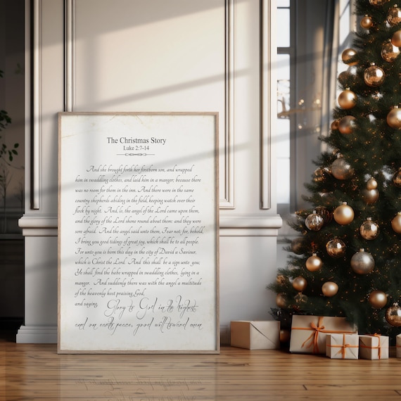 The Christmas Story Print,  Luke 2:7-14, Christmas Vintage printable, Religious Christmas, Christmas Download