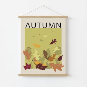 Póster de otoño bohemio/ Póster de hojas de otoño/ Póster de otoño imprimible/ Descarga de hojas de otoño/ Otoño moderno vintage/ Arte mural de otoño