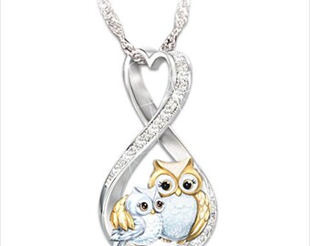 Mom and Baby child Owl Family Two wise Owls charm For European Bracelet