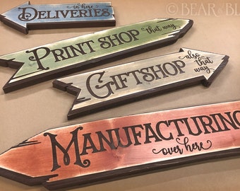 Wood 32-Inch Sign: 30 Colors and Hundreds of Fonts, Choose Your Options to Customize a Personal Direction Sign or Sign Set!