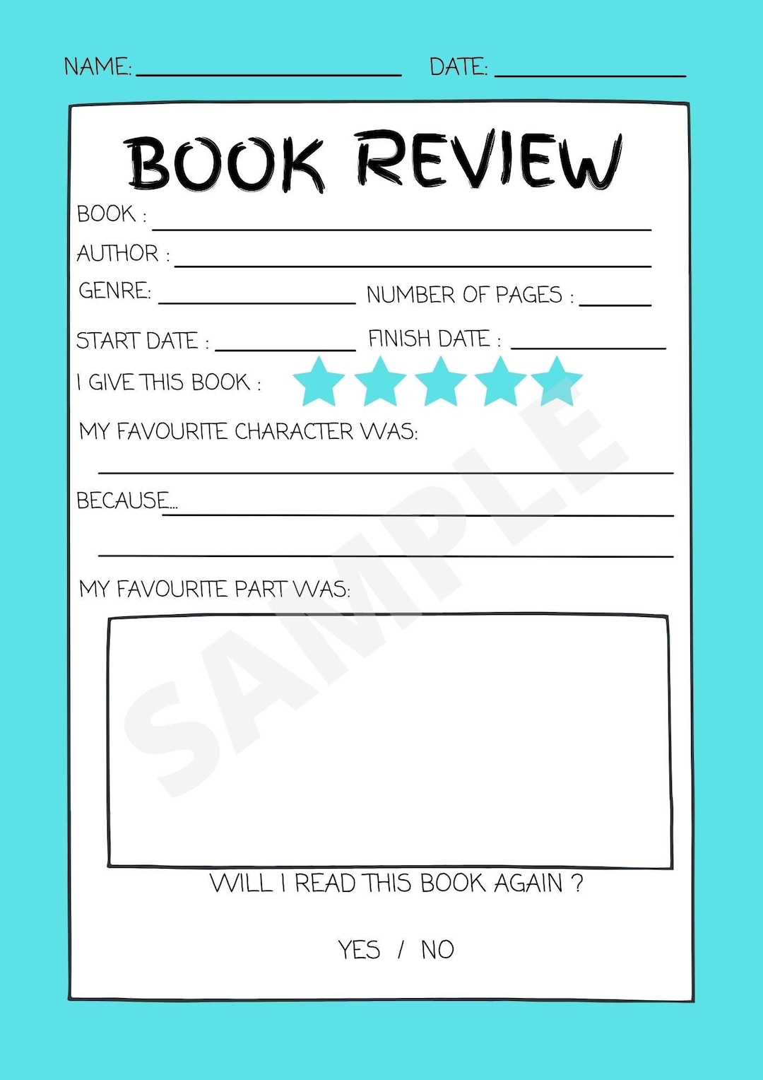 Book Review Worksheet Children & Adult Printable Worksheet / Planner Page - Etsy book-review-worksheet-children-adult-printable-worksheet-planner-page-etsy