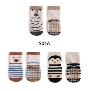 Calcetines antideslizantes para bebé con estampado de animales, ideales para el verano: mezcla de algodón, tallas de 10 a 18 meses. 12-36Months S04A Set