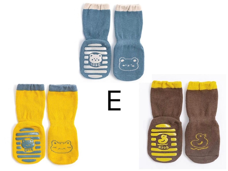 Calcetines antideslizantes para bebé con estampado de animales, ideales para el verano: mezcla de algodón, tallas de 10 a 18 meses. 12-24months E Bundle