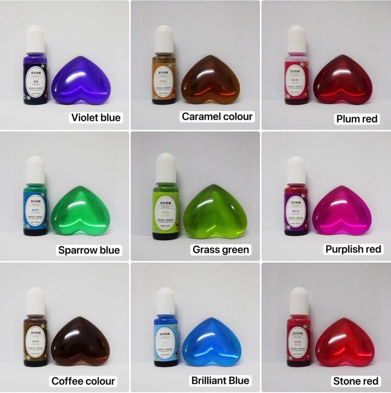 Epoxy Resin Color Dye: Liquid Pigment in Squeeze Bottle (10ml) 9 Colours Selection