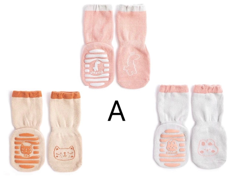 Calcetines antideslizantes para bebé con estampado de animales, ideales para el verano: mezcla de algodón, tallas de 10 a 18 meses. 12-24months A Bundle
