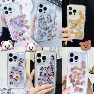 Coque de portable Shaker avec breloques, coque de téléphone personnalisée avec photo d'animal de compagnie, coque de téléphone personnalisée avec tête de chien/chat, Idée cadeau pour iPhone Samsung 16 15 14 13 12 11