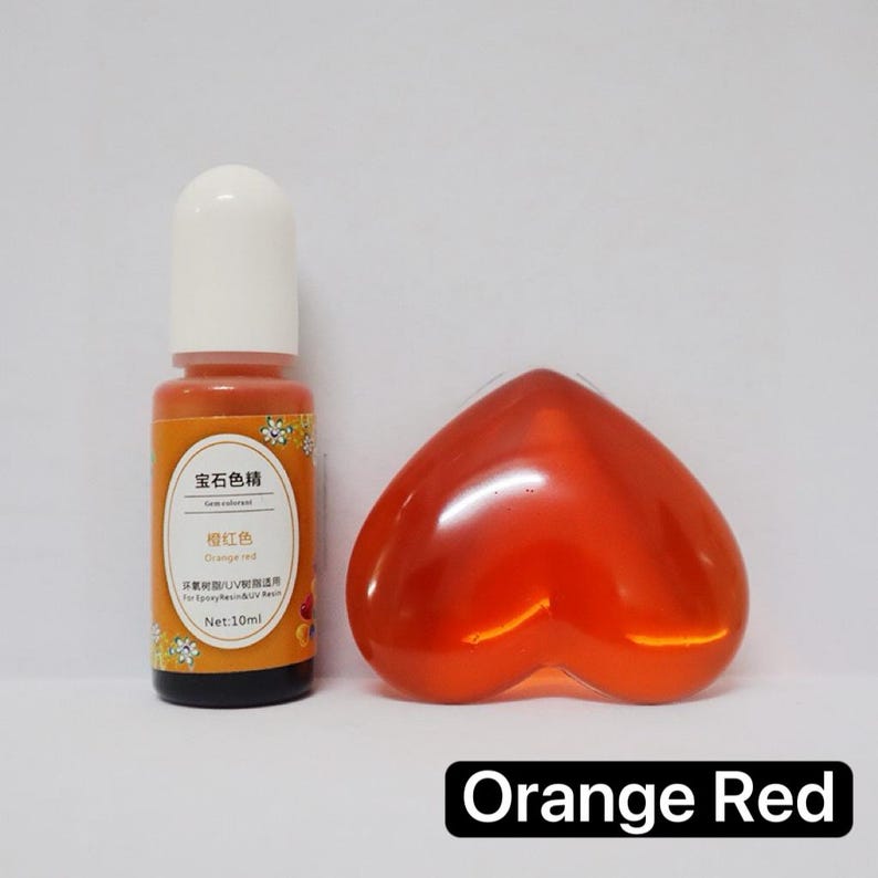 Epoxy Resin Color Dye: Liquid Pigment in Squeeze Bottle (10ml) Red Orange