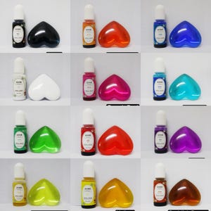 Epoxy Resin Color Dye: Liquid Pigment in Squeeze Bottle (10ml) 12 Colours Selection