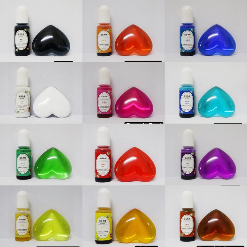 Epoxy Resin Color Dye: Liquid Pigment in Squeeze Bottle (10ml) 12 Colours Selection