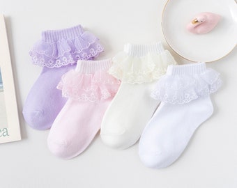 Girls Baby Toddler Kids Frilly Lace Ankle Socks Wedding School Sock 1-10 Years