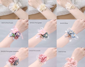 Flower wrist corsage, Wedding corsage, Bridesmaids corsage, Bridal bracelet, Prom corsage mother corsage student party corsage pearl corsage