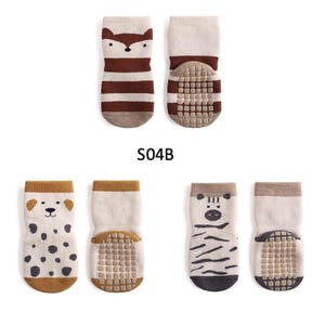 Calcetines antideslizantes para bebé con estampado de animales, ideales para el verano: mezcla de algodón, tallas de 10 a 18 meses. 12-36Months S04B Set
