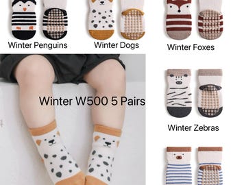 Calcetines antideslizantes para bebé: de algodón, con estampado de animales (1-3 años)